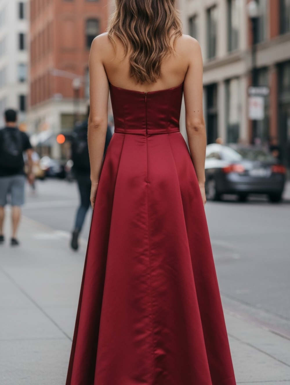 DAVID'S BRIDAL Strapless Red Evening Gown SIZE 8 - Picture 3 of 15